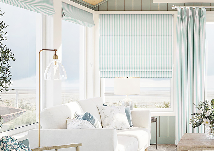 Lace Stripes, Duck Egg - Twist&Fit Roman Blind - Image 3